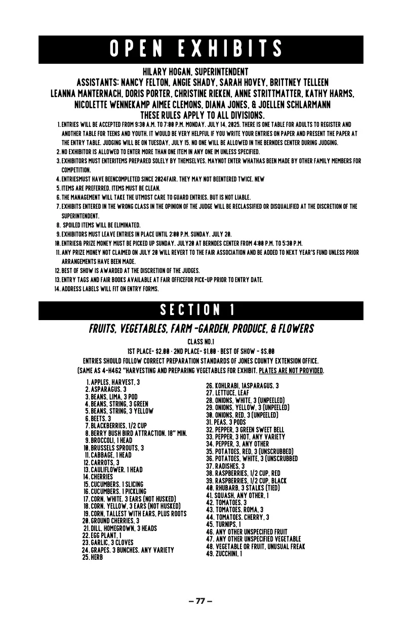 2025 Great Jones County Fair Premium Book Page #77