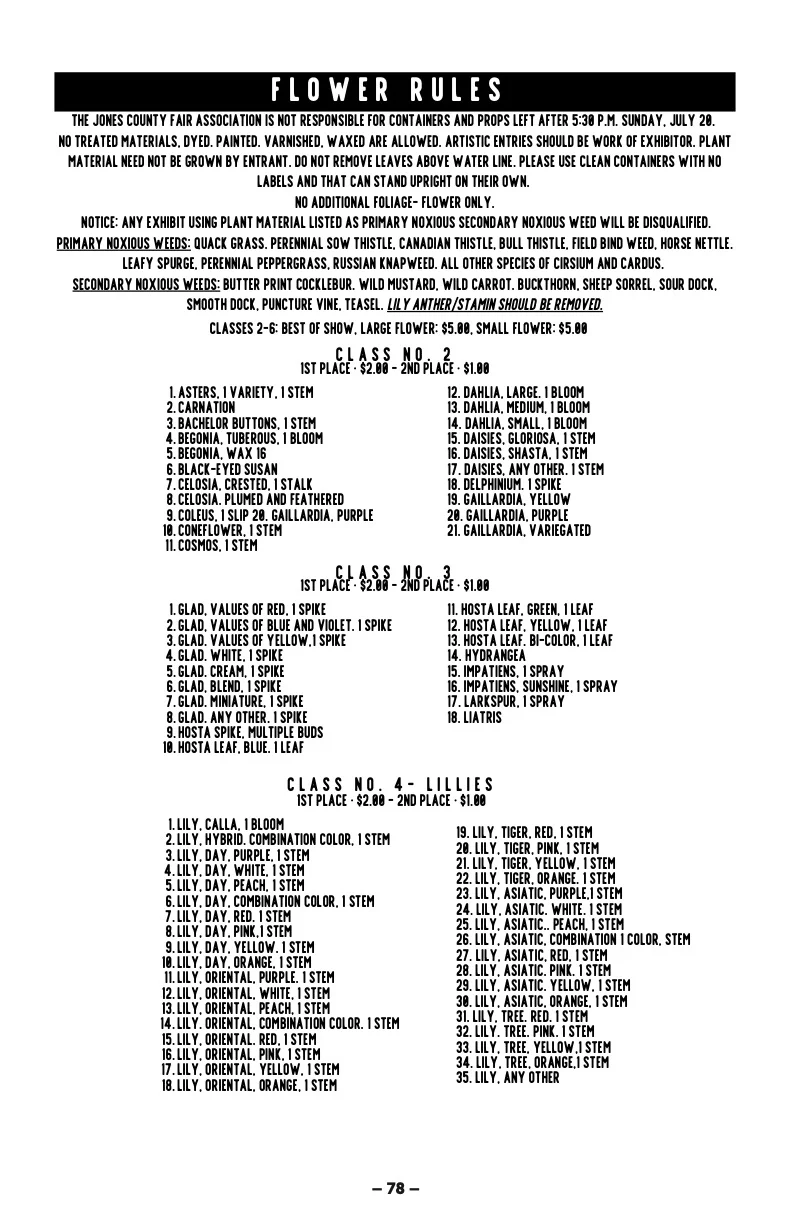 2025 Great Jones County Fair Premium Book Page #78