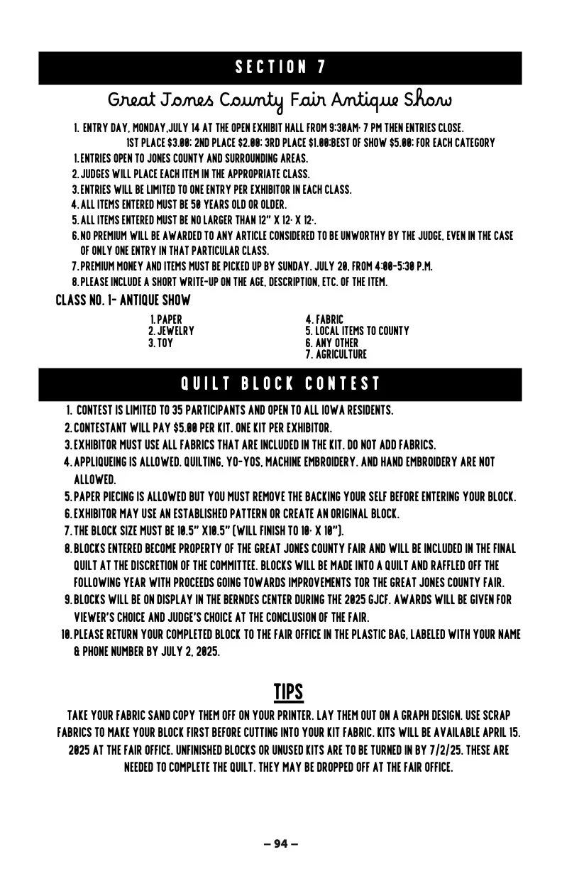 2025 Great Jones County Fair Premium Book Page #94