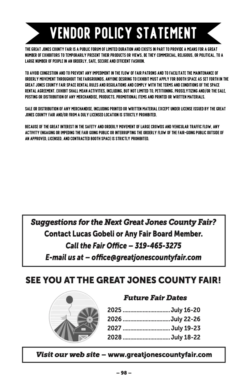 2025 Great Jones County Fair Premium Book Page #98
