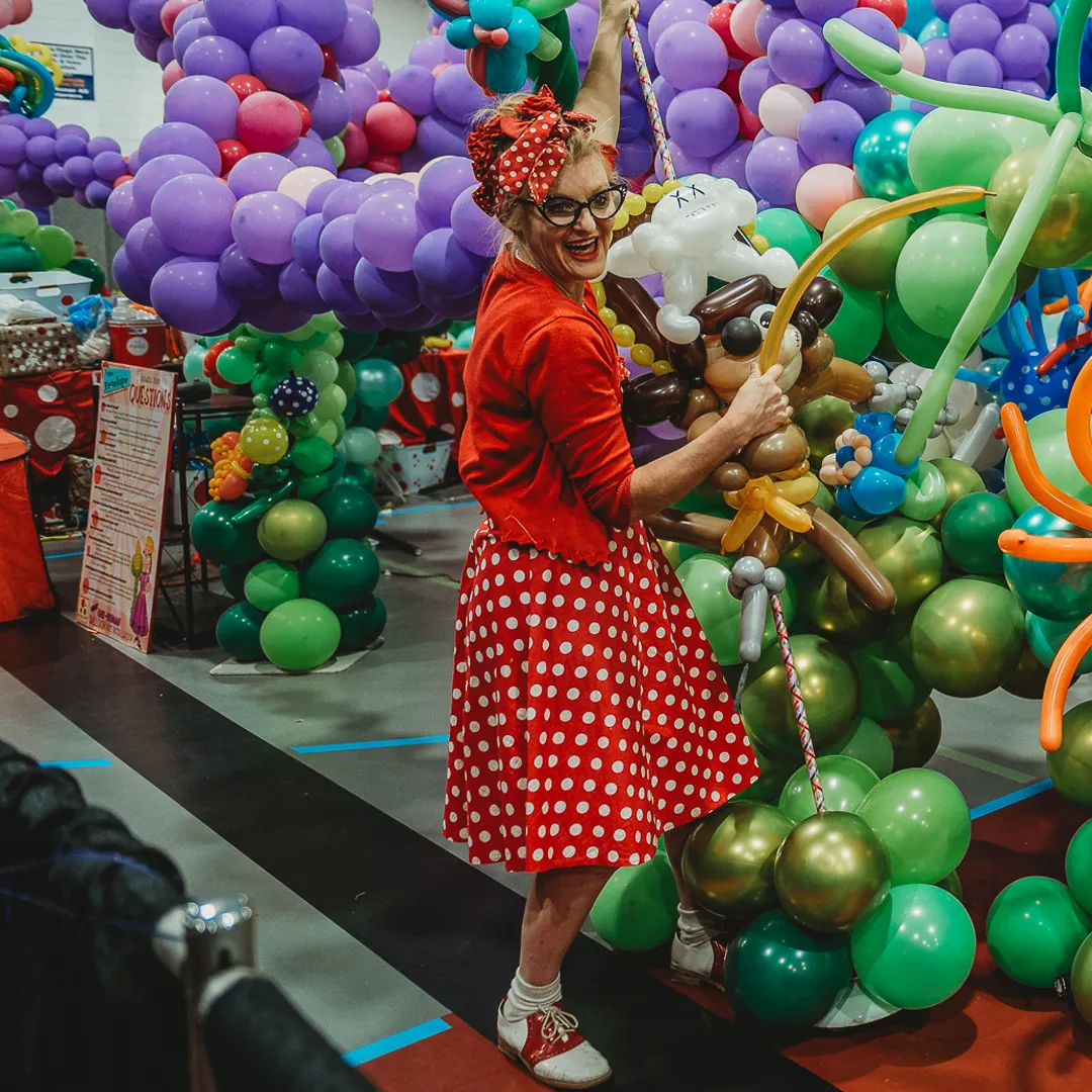 Woman with balloons