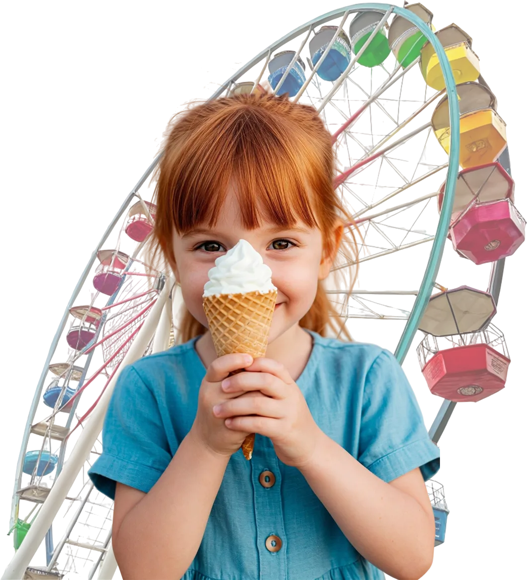 Girl ice cream cone ferris wheel